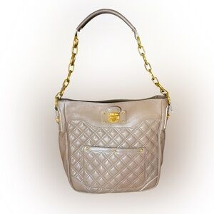 Brand New Marc Jacobs Taupe Quilted Leather Mischa Chain Link Shoulder Bag